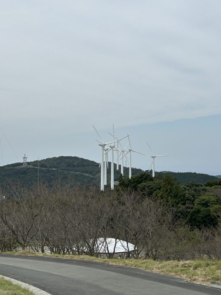 風車×海のドライブ写真